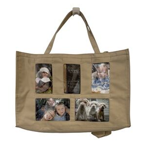 Personalized Photo Tote Bag Beige w/ 5 Picture Windows + Coin Purse